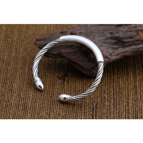 925 Sterling Silver WOMEN mom gift Simple bracelet bangle cuff JEWELRY A4695