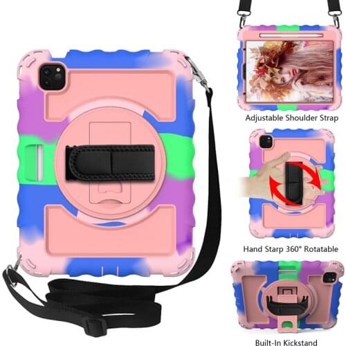 Silicone Case for iPad Air 4 2020 Shockproof Cover with Shoulder Strap and Pencil Slot for iPad Pro 11 Case 2020 2018