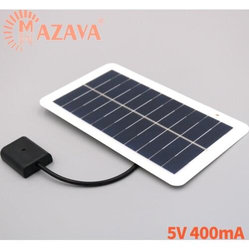 1Pcs 5V 400mA Solar Battery 2W Solar Panel Outdoor Solar Power Bank Battery USB Powerbank Portable