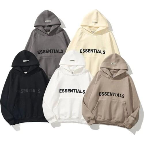 2021 New Mens Autumn And Winter Hoodie Fear Double Line Essentials Tide Brand New Product Chest Logo Soup Printed Couple Hooded