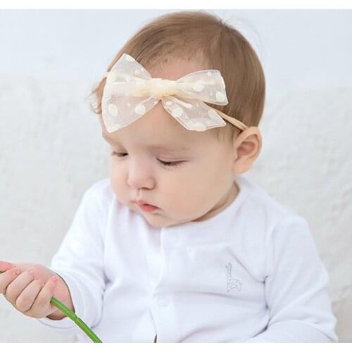 Baby Headband Nylon Newborn Lace Hair Accessories For Girls Bows Hairband Headmade Head Bands Infant Party Headwear