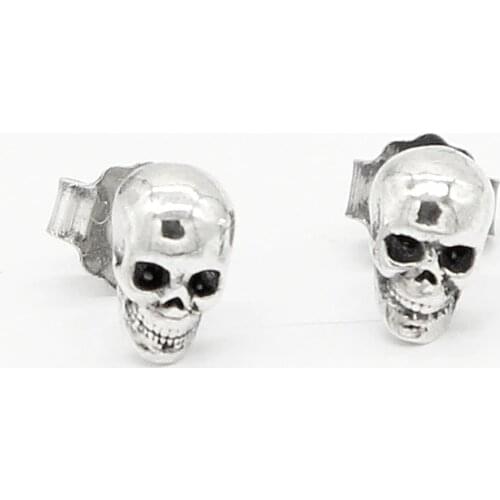 Unisex Skull Earring 925 Sterling Silver Skeleton Pirate Devil Stud Earrings for Men Women Lovers Fine Jewelry