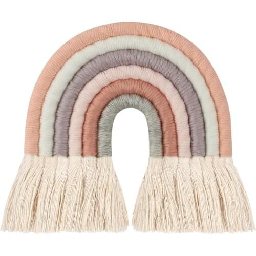 X6HD INS Hand-woven Rainbow Wall Hanging Ornaments Nordic Baby Bed Kids Room Decoration Nursery Decor Photo Props
