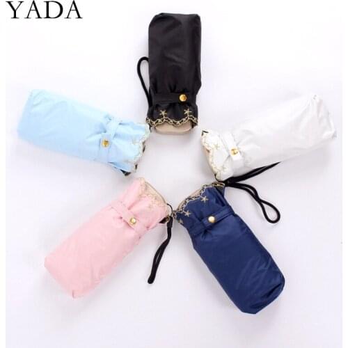 YADA 2021 Fashion Ins Pure Lace Pattern 5-Folding Rainy Mini Pocket Umbrella For Women Anti-UV Small Parasol Umbrellas YD200276