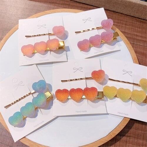 2021 Candy Color Hair Clip Sweet Heart Hair Grip Lovely Hairpin Korea Style Hair Accessories for Women and Girls Cute Hair Pin