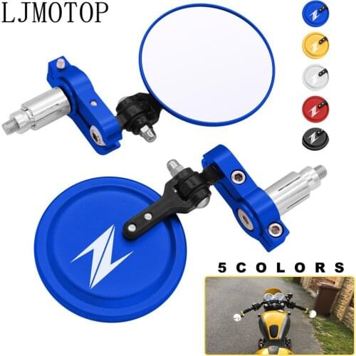NEW Motorcycle Rear View Mirrors Round 7/8" Handle Bar End Foldable Motorbike Side Mirror For Kawasaki Z400 Z800 Z900 Z650 Z1000