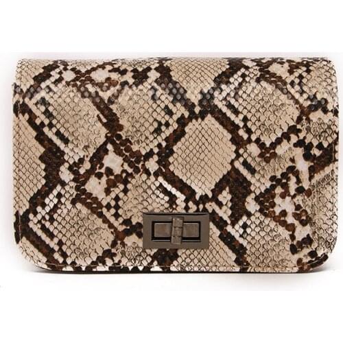 Shoulder Bags Pu Leather Snake Print Chain Crossbody Bags for Women Women Serpentine Messenger Bag Small Square