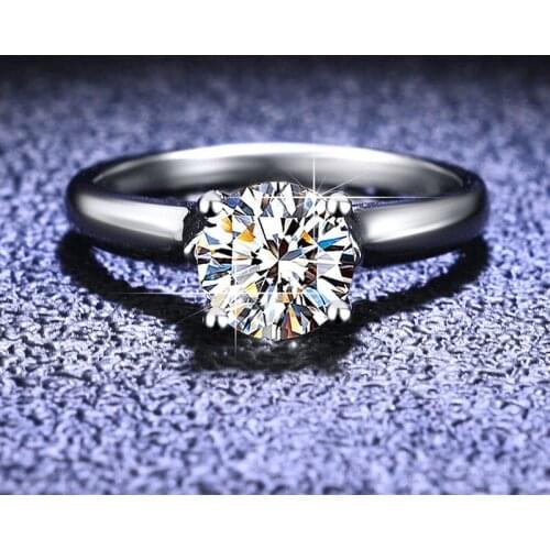 Silver Platinum 1 Carat Excellent Cut Diamond Test Passed D Color High Quality Moissanite Wedding Ring Women Silver 925 Jewelry