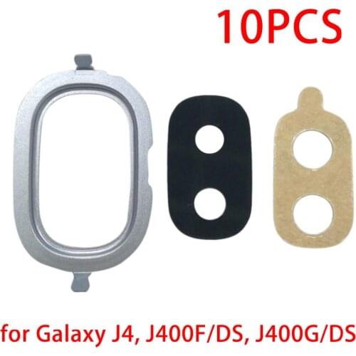 10 PCS Back Camera Bezel with Lens Cover & Adhesive for Galaxy J4, J400F/DS, J400G/DS