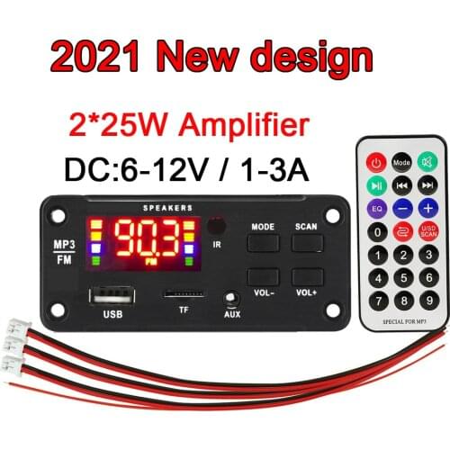 2*25W Amplifier MP3 Player Bluetooth-compatible Module Decoder Board Car Radio FM TF USB AUX 3.5 WMA mp3 Module Player Decoding