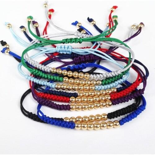 2018 Colorful New Design Wholesale Top Quality Braided Bracelets 24K Gold Round Bead Handmade Macrame Bracelets For Women Gift