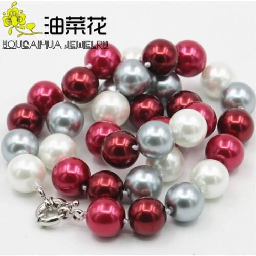 2021 12mm South Shell Pearl Round Bead Necklace Magnet Clasp AAA Grade Hand Made Pearl Beads Fashion Jewelry Rope Chain Necklace