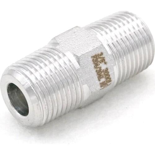 3/8" NPT Male 304 Stainless Steel Hex Nipple Forged Pipe Fitting Water Gas Oil 3000 PSI