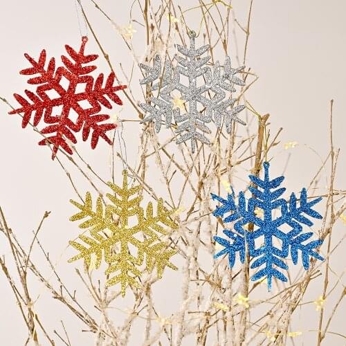 4Pcs Christmas Decorations Multicolor Artificial Snowflake New Year Christmas Tree Ornaments Home Decor Xmas DIY Room Pendant