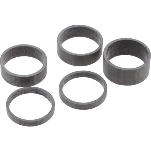 5Pcs 1-1/8 inch 5mm 10mm 15mm Carbon Fiber Washers Bicycle Cycle Headset Stem Spacers Kit for Bike Fix Refit Raise Handlebar
