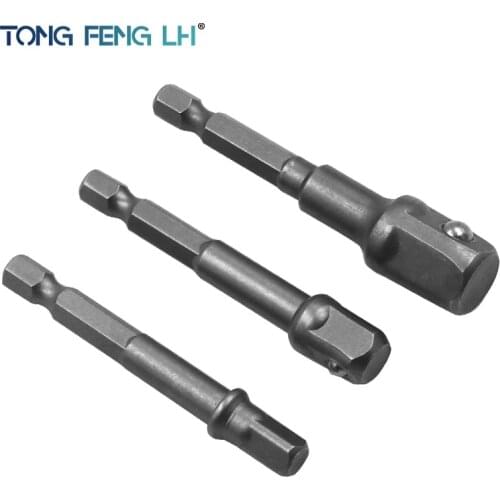 1/4-inch Hex Power Drill Bit Driver Socket Bar Wrench Adapter 3pcs Set 1/4" 3/8" 1/2"