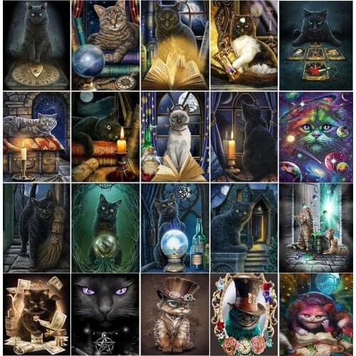 5D DIY Cartoon Cat Diamond Painting Full Square/Round Rhinestone Inlaid Animal Mosaic High Quality Handmade Decoration Gift