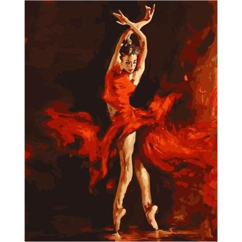 5d Diy Diamond Painting Cross Stitch Red dress dancer Rhinestones Full SquareDiamond Embroidery diamond Mosaic HandicraftZP-2898