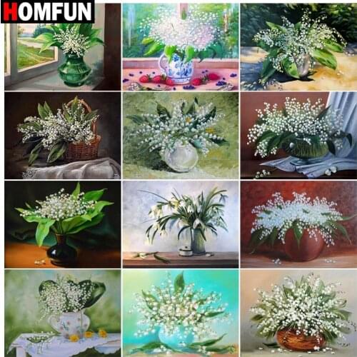HOMFUN Diamond Painting Full Square/Round Diamond "Flower vase" Pattern Embroidery Cross Stitch 5D Rhinestone Painting