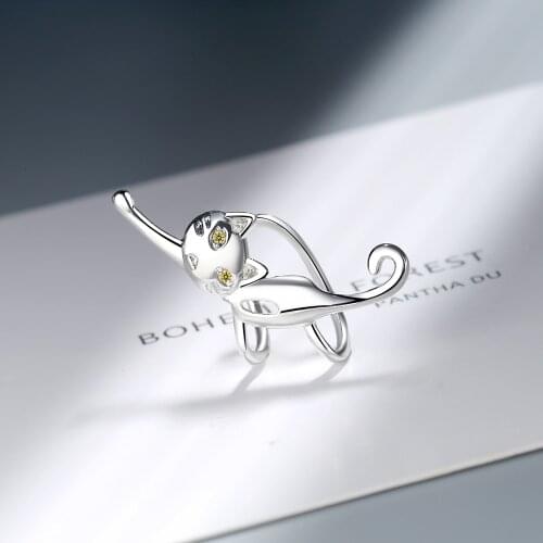 925 Sterling Silver 1 PC Fox Ear Clip Cuff Earrings Without Piercing For Girls Party No Hole Earring Jewelry S-E1077