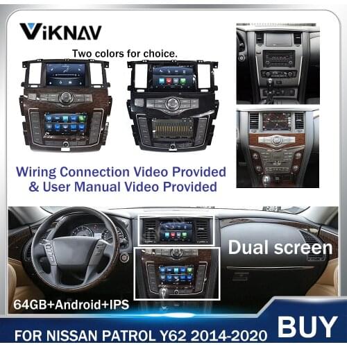 Android Dual Screen Car Radio GPS navigation Head Unit for Nissan Patrol 2014-2020 Auto Stereo Receiver multimedia system player