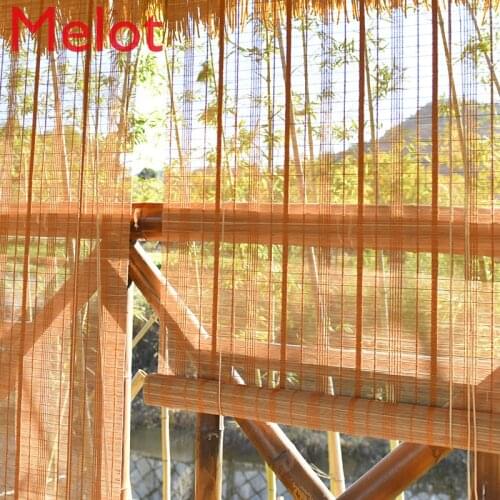 Bamboo Curtain Shutter Curtain Louver Curtain Roll-up Household Door Curtain Hand-Pull Lifting Shading Sunshade Partition