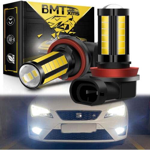 BMTxms 2Pcs Canbus For Seat Leon 2 3 MK2 MK3 1P 5F (2005-2017) Car LED Fog Lamp Front Foglight White Super Bright