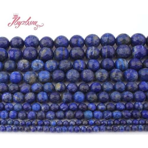 4,6,8,10,12mm Round Bead Faceted Blue Lapis Lazuli Natural Stone Beads For DIY Necklace Bracelet Jewelry Making 15"Free Shipping