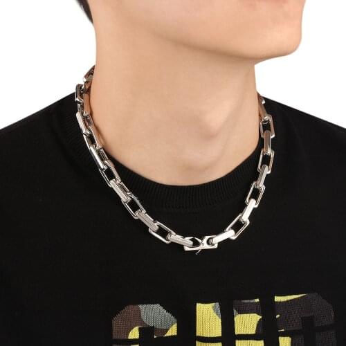 European and American Hip-hop Slub Lock Cuban Chain Fashion Mens Necklace Colorful Shiny CZ Rapper Creative Male Choker Jewelry