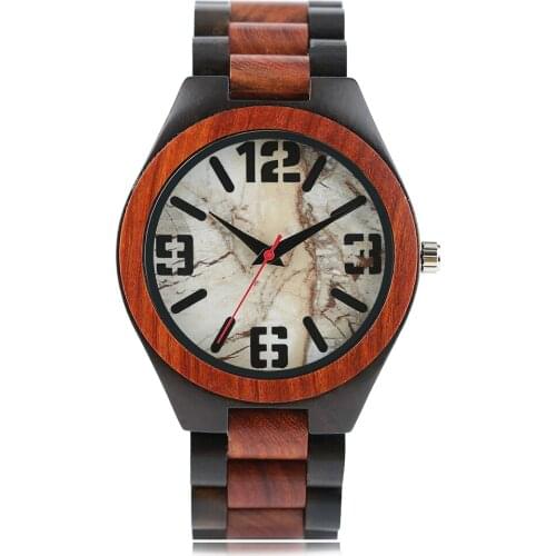 Mens Watches Wooden Watch Male Marble Stone Rock Pattern Sport Fashion Handmade Bamboo Strap Quartz Wristwatches relojes hombre
