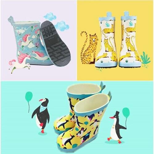 Children Rain Shoes Baby Rainboots Kids Rubber Shoes Boys Girls Waterproof Anti-Slippery Water boots