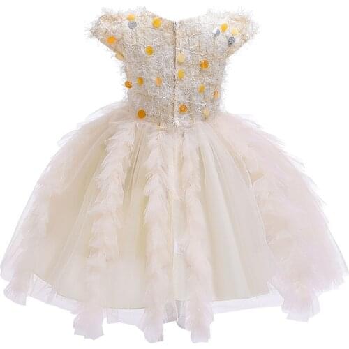 Children Fringed Sequins Long Dress for Girls Stage Openable Princess Dress Fashion Trend Kids Dresses for Girls Holiday Gift