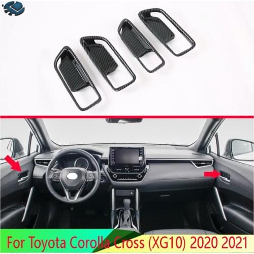 For Toyota Corolla Cross (XG10) 2020 2021 Carbon Fiber Style Inner Door Handle Cover Catch Bowl Trim Insert Bezel Frame Garnish