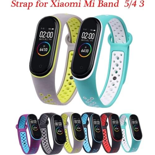Breathable Strap For Xiaomi Mi Band 5 4 3 Silicone Replaceable Wristband Strap For Xiaomi Mi Band 5 4 3 Miband 5 Band4 Strap