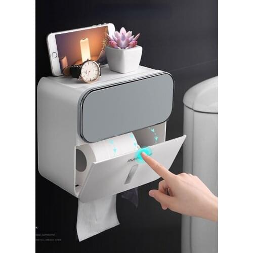GY Toilet Tissue Box Punch-Free Waterproof Toilet Paper Roll Paper Wall-Mounted Shelves Toilet Paper Box
