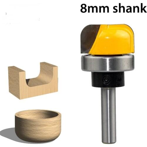 1pc 8mm Shank 1-1/8 Diameter Bowl Tray Router Bit Round Nose Milling Cutter with Bearing for Wood Woodworking