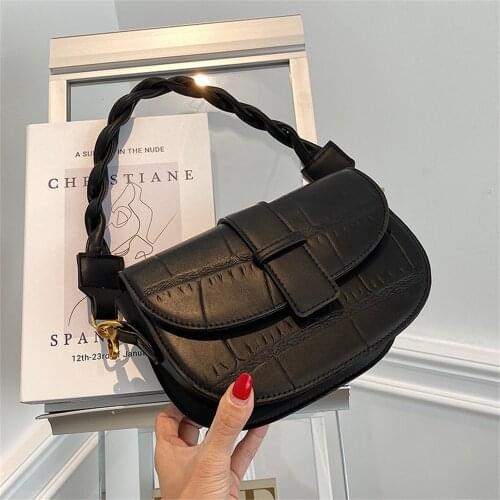 Small PU Leather Saddle Crossbody Bags For Women 2021 Winter Simple Shoulder Bag Luxury Trending Branded Handbags And Purses