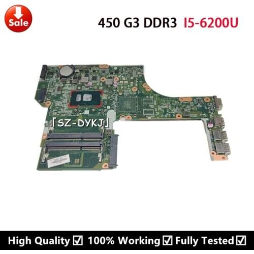 For HP ProBook 450 G3 Laptop Motherboard 830931-601 830931-501 830931-001 I5-6200U DA0X63MB6H1 Mainboard