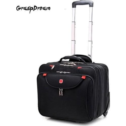 Famous brand Multifunction Men Business Rolling Luggage 18 Inch Carry On Computer Trolley Travel Bag Women Fashion Suitcase