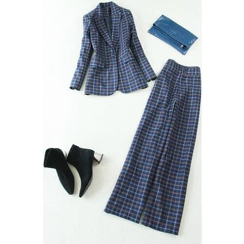 Fashion pants suit women fall winter New high-quality casual professional Plaid business jacket female Blazer + pants Thick Sets