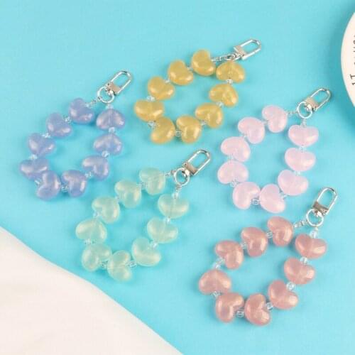 Fashion New Heart Keychain Candy Color Heart Acrylic Keyring Accessories Couple Cute Bag Decoration Pendant Key Holder