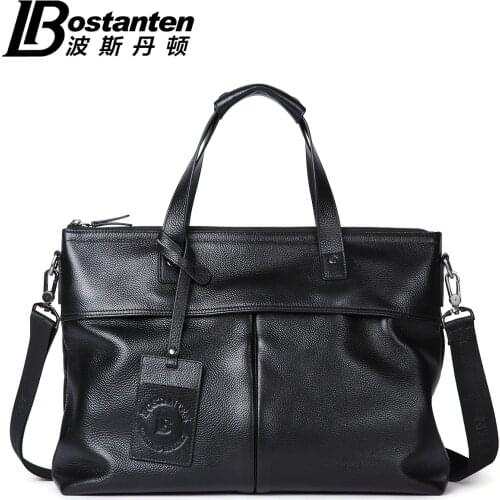 BOSTANTEN Business Genuine Leather Real Cowhide Men Bag Handbag Crossbody Messenger Shoulder Bag Male Laptop Briefcase Bag