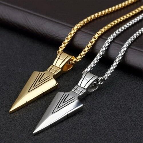 Mens Fashion Jewelry Gold Silver Color Arrow Head Pendant Long Chain Necklaces Mens Necklaces Collier Femme Arrow Head