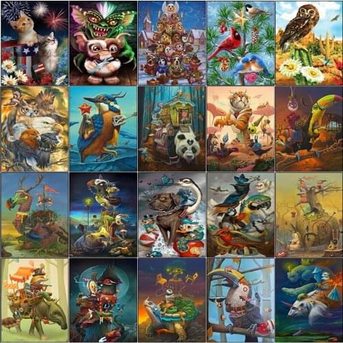 Cuadros full square 5d diamond painting kit Animal cat bird tiger cat panda complet embroidery dirll drawing mosaic Cross stitch