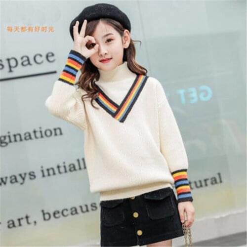 2021 New Spring Winter Baby Girl Boys Casual Sweater Childrens Knitted Woolen Kids Cute Stripe Hedging Plus Velvet Warm Thicke