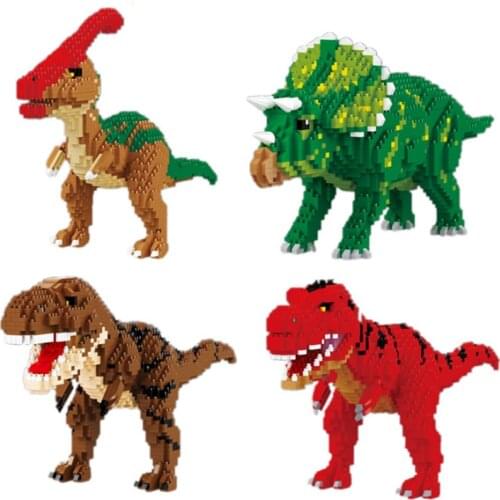 New Dinosaur Series Brick Horned Dragon Mini Block Tyrannosaurus Cockscomb Figure Educational Toy