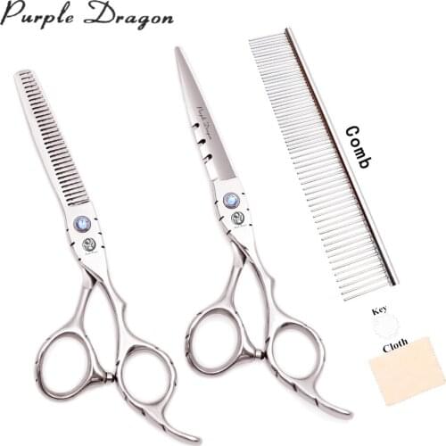 Pet Grooming Scissors 5.5" 6" Stainless Purple Dragon Silver Dog Shears Cutting Scissors Thinning Shears Cat Nail Clipper Z1010