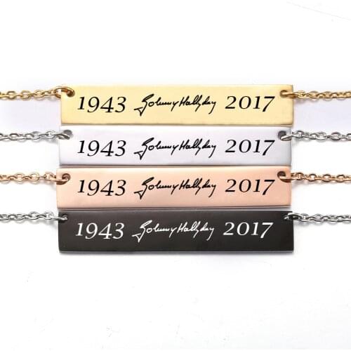 Fashion Handwriting Necklace Custom Name Date Jewelry Signature Engraving Necklace Mothers Day Valentine Birthday Women Gifts