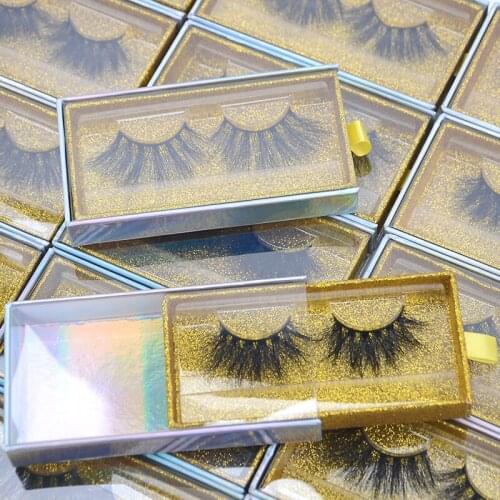 Full Strip False Eyelashes 25mm Mink Eyelashes Fluffy 3D Volume Eyelashes Customized Packaging Box 25mm Thick Long Lashes