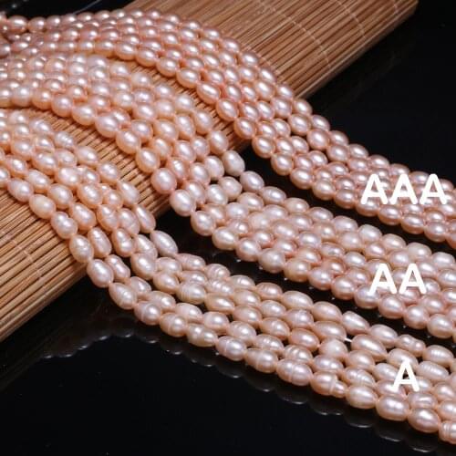 Natural Freshwater Pearl Beads Pink High Quality Rice Shape Punch Loose Beads DIY Elegant Necklace Bracelet for Jewelry Making